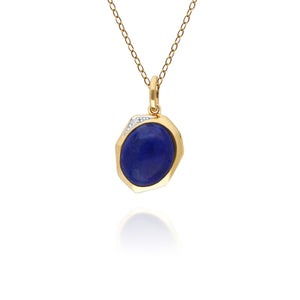 Irregular B Gem Lapis Lazuli & Diamond Pendant in Gold Plated Sterling Silver