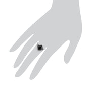 Anello Art Déco Gemondo, anello Art Déco in argento sterling 925 da 1,00 carati con onice nero e marcasite
