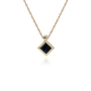 Collana con zaffiri, pendente in oro giallo da 9 ct con zaffiro e diamanti su catena da 45 cm