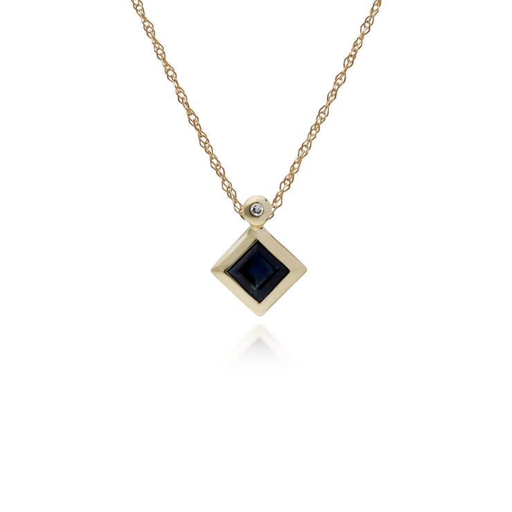 Collana con zaffiri, pendente in oro giallo da 9 ct con zaffiro e diamanti su catena da 45 cm