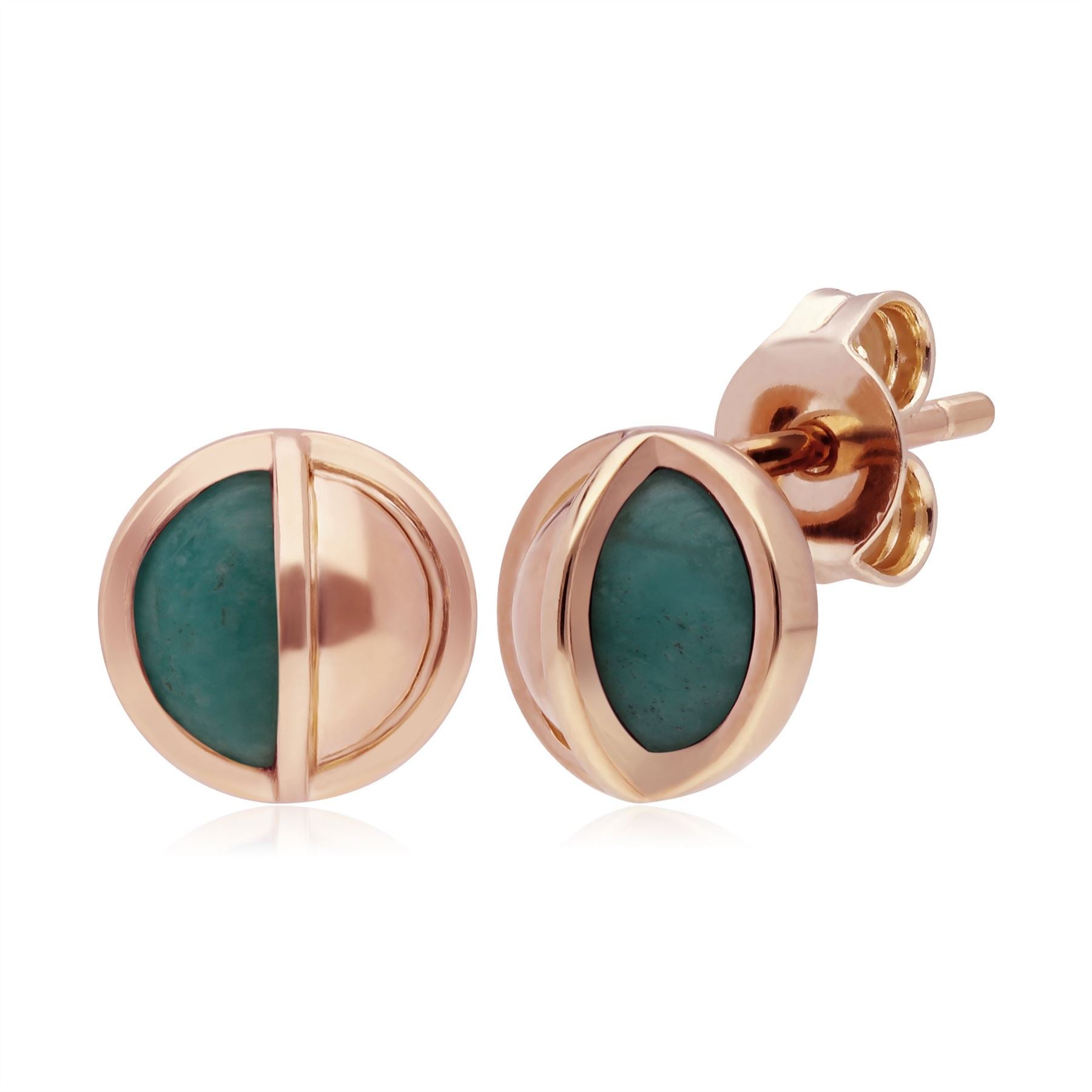 Micro Statement Round Amazonite Stud Earrings