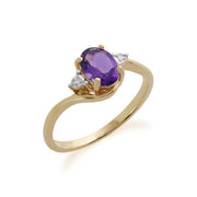 Anello Gemondo in oro giallo da 9 ct con ametista e diamanti da 0,71 ct
