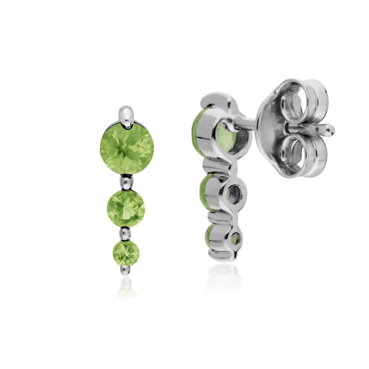 s Orecchini a gradiente rotondo con tre pietre di peridoto in argento sterling