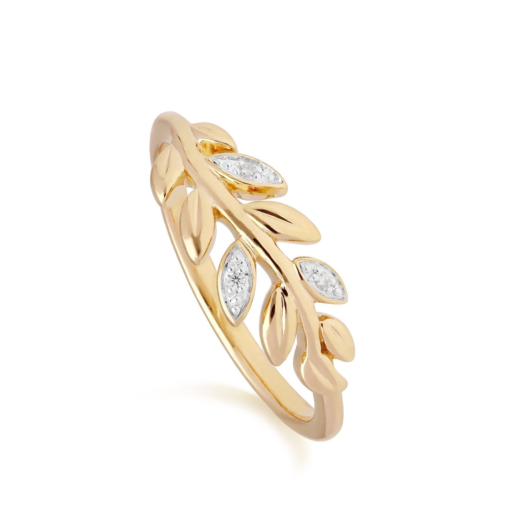 O Leaf Diamond Bracelet & Ring Set in 9ct Yellow Gold