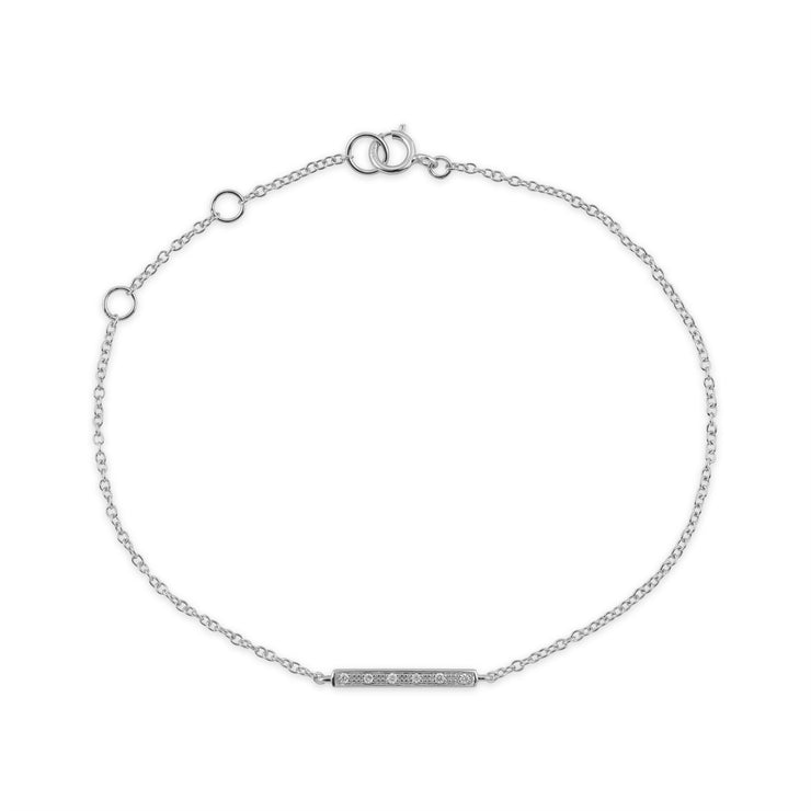 Bracciale con diamanti, bracciale in oro bianco da 9 ct con diamanti da 3 pt, 19 cm