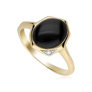 Irregular B Gem Black Onyx & Diamond Ring