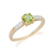 Anello Gemondo con peridoto, peridoto in oro giallo da 9 ct e diamante rotondo - Peridoto