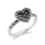 Anello Gemondo Marcasite, anello in argento 0,32 CT con pavé di marcasite in stile cuore