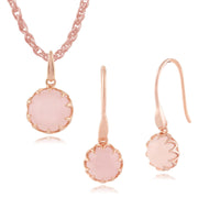 Orecchini pendenti e pendenti Classica montatura con castone in quarzo rosa placcato oro in argento 925