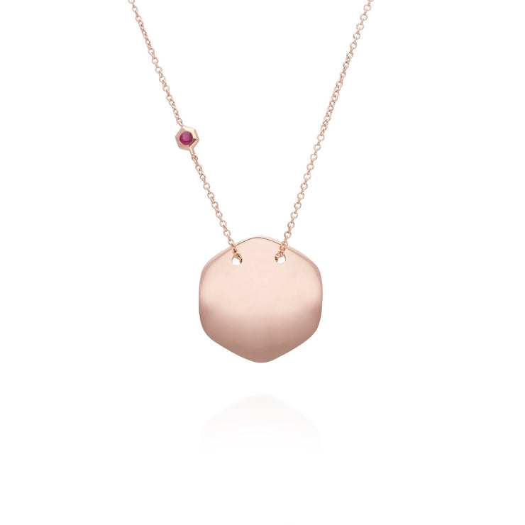Collana Incisa Argento 925 Placcato Oro Rosa Rubino