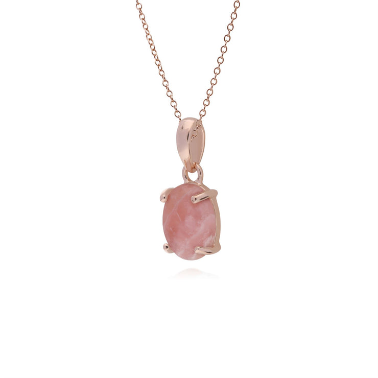 Collana ovale in rodocrosite in argento sterling placcato oro rosa da 45 cm