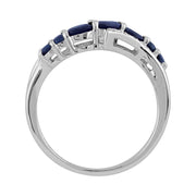 Anello in ARGENTO STERLING da 0,94 ct con zaffiro blu naturale e diamanti in stile contemporaneo
