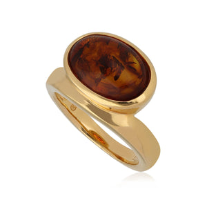 Kosmos Amber Cocktail Ring in Gold Plated Sterling Silver