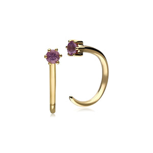 Pink Sapphire Pull Through Hoop Earrings In 9ct Gold