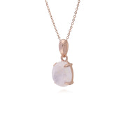Collana ovale da 45 cm con pietra di luna arcobaleno in argento sterling placcato oro rosa