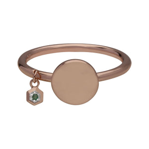 Emerald Engravable Ring in Rose Gold Plated Sterling Silver