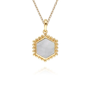 Ciondolo esagono a fetta piatta in madreperla in argento sterling placcato oro