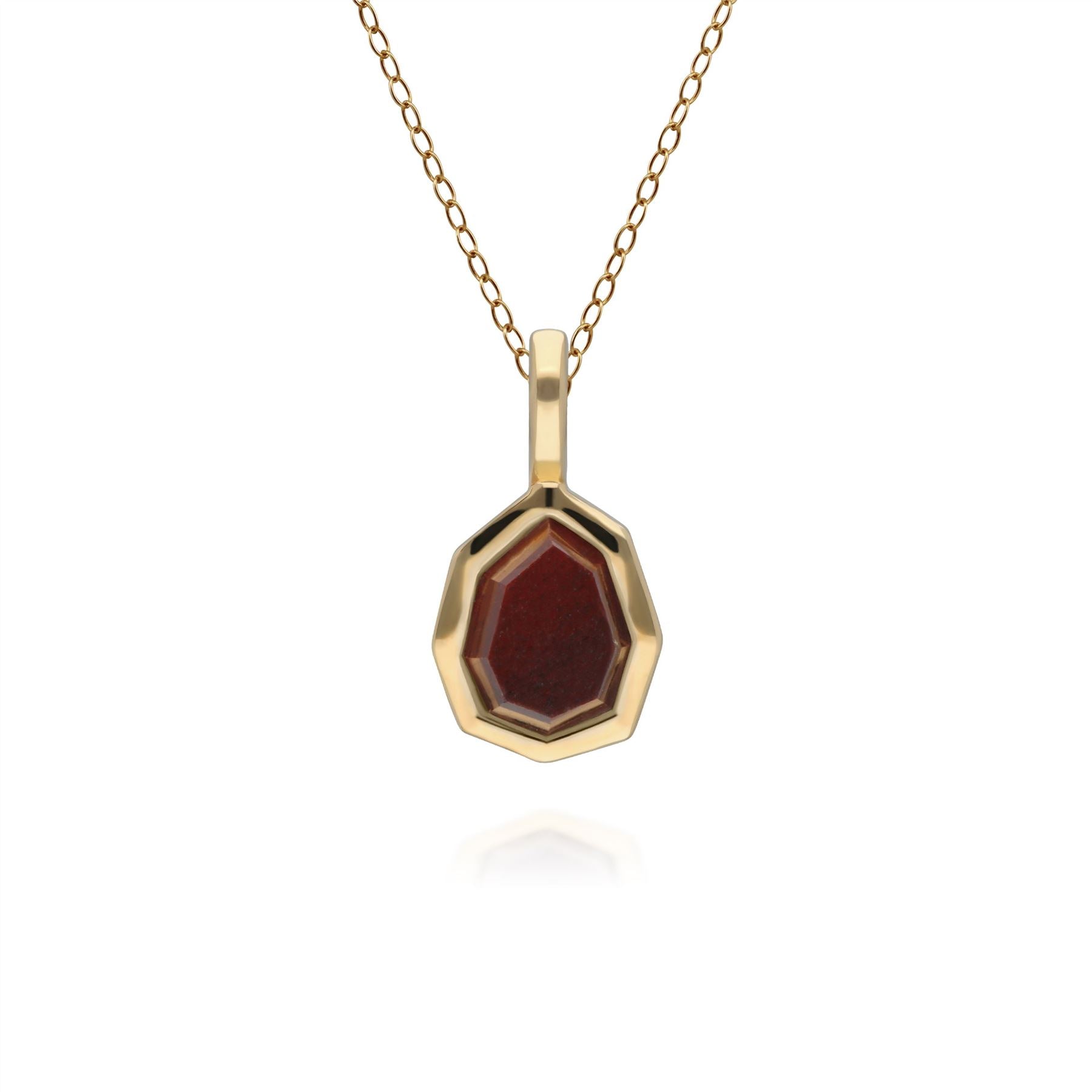 Irregular B Gem Red Jasper Pendant in Gold Plated Sterling Silver