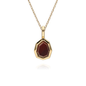 Irregular B Gem Red Jasper Pendant in Gold Plated Sterling Silver