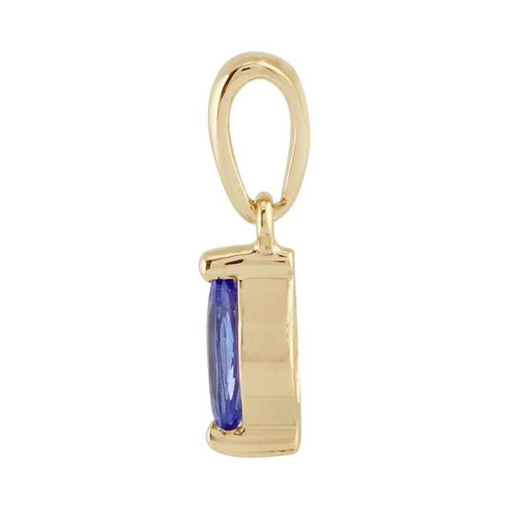 Classico pendente marquise in oro giallo 375 con tanzanite