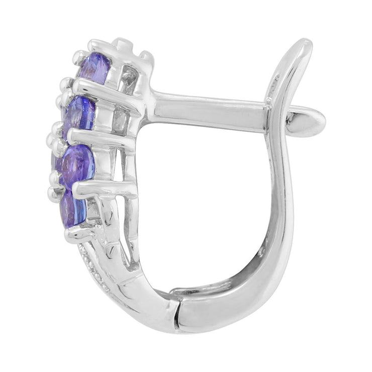 Classico pendente a grappolo di tanzanite e diamanti in argento 925 e orecchini dormienti