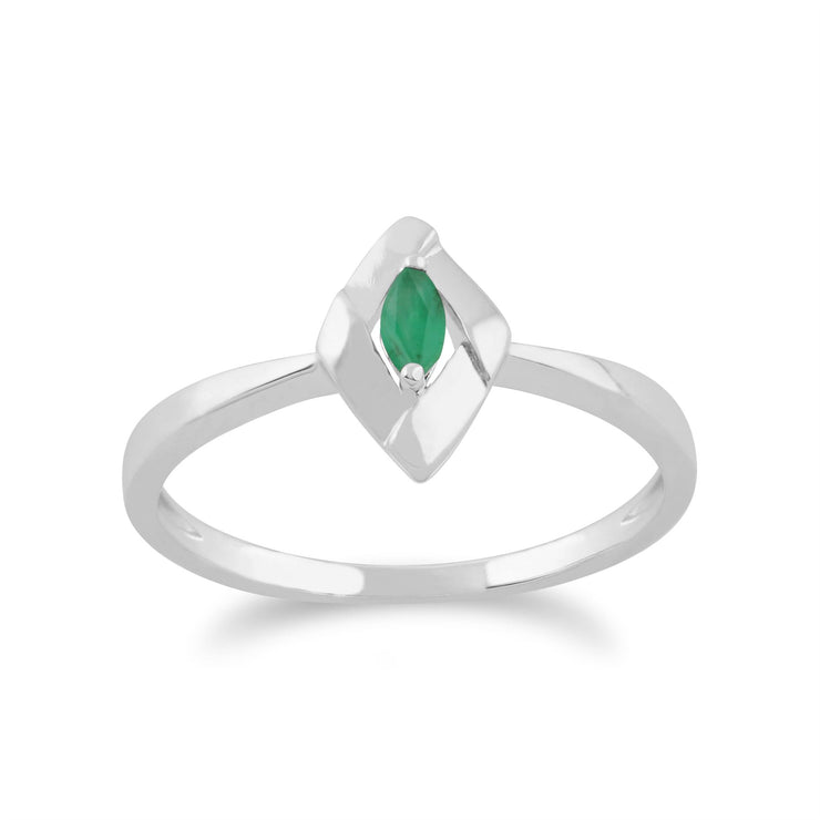 Anello Gemondo con smeraldo, anello incrociato con smeraldo in argento sterling 925 da 0,07 ct