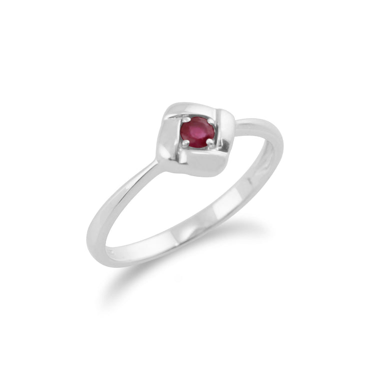 Anello con rubino Gemondo, anello quadrato con rubino incrociato in argento sterling 925 da 0,14 ct