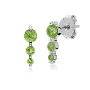 s Orecchini a gradiente rotondo con tre pietre di peridoto in argento sterling