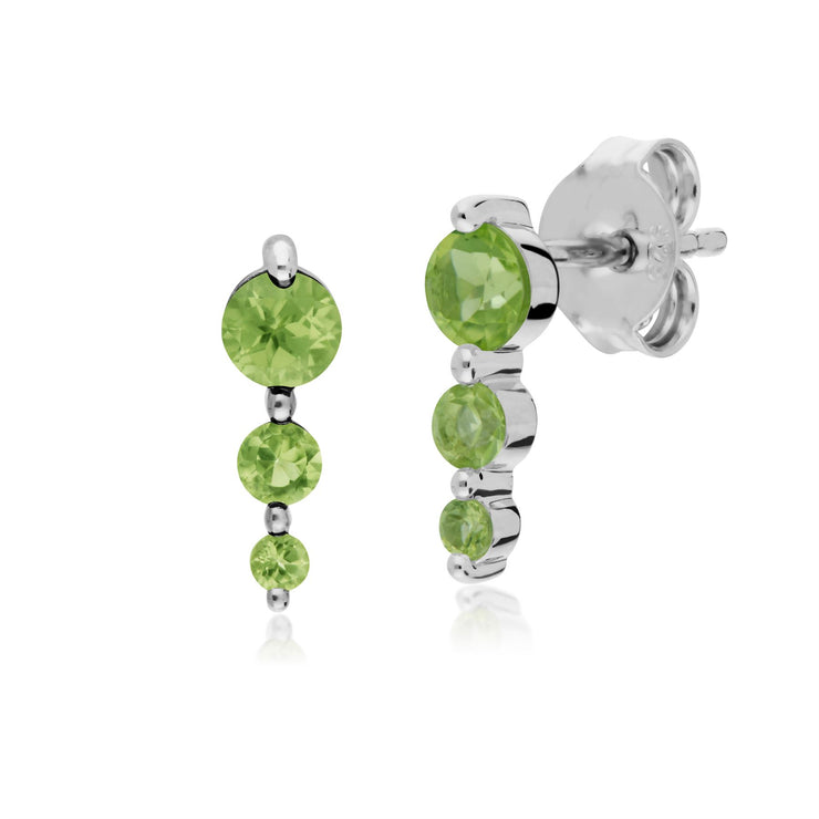 s Orecchini a gradiente rotondo con tre pietre di peridoto in argento sterling