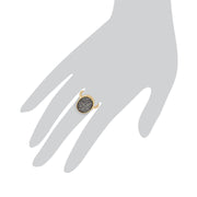 Anello Gemondo in argento sterling 925 placcato oro da 6,6 ct con quarzo grezzo in argento lunare