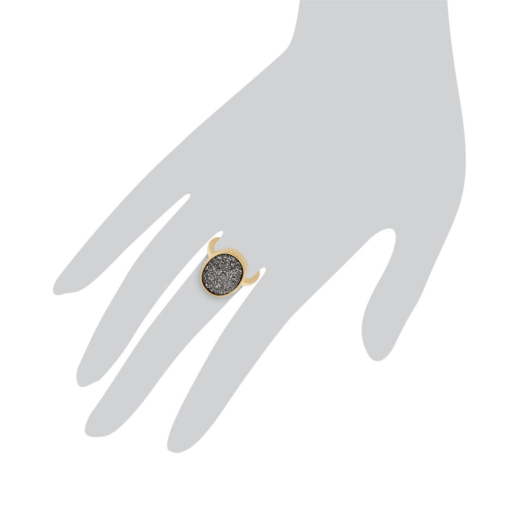 Anello Gemondo in argento sterling 925 placcato oro da 6,6 ct con quarzo grezzo in argento lunare