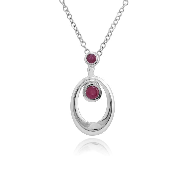 Collana con rubini, pendente in argento sterling 925 con rubino da 0,23 ct su catena da 45 cm