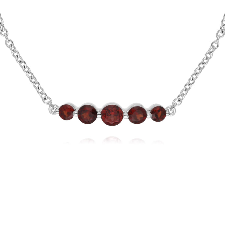 Bracciale in argento sterling con cinque pietre di granato rotonde graduate da 19 cm