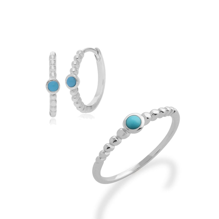 Anello e orecchini a cerchio turchese Essentiel in argento 925