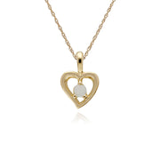 Collana con opale, ciondolo a cuore singolo con pietra opale in oro giallo da 9 ct su catena da 45 cm