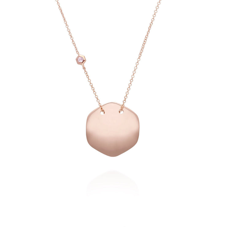 Collana con incisione in argento 925 placcato oro rosa con morganite