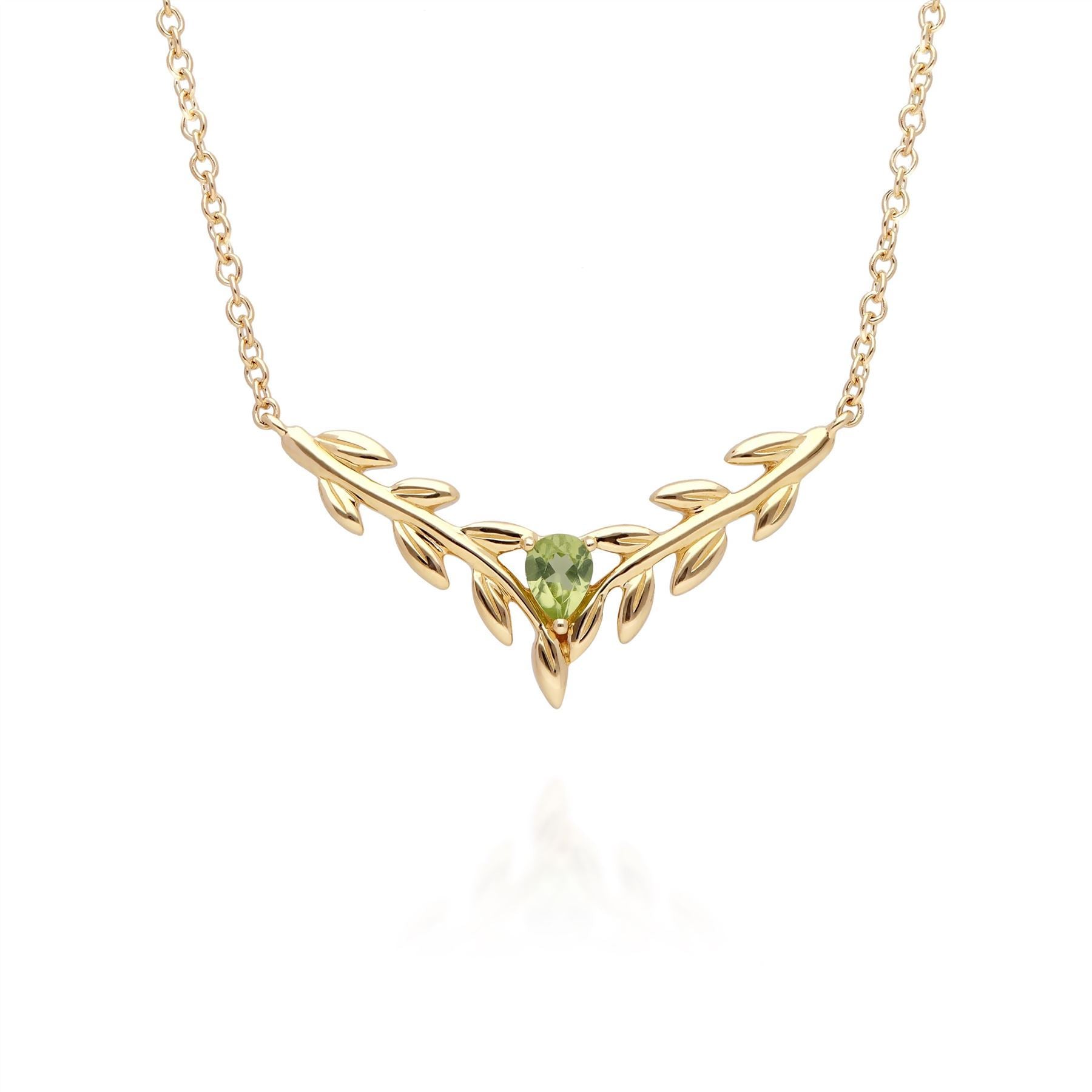 Collana e orecchini a Lobo O Leaf con peridoto in oro giallo 375