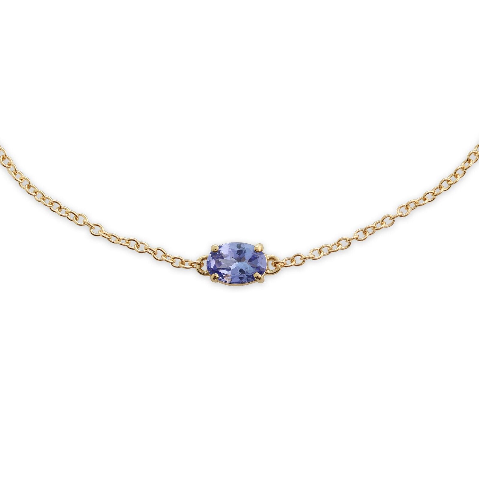 Classic Oval Tanzanite Single Stone Bracelet in 9ct Yellow Gold