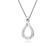 Collana con diamanti, ciondolo bacio con diamanti in oro bianco da 9 ct su catena da 45 cm