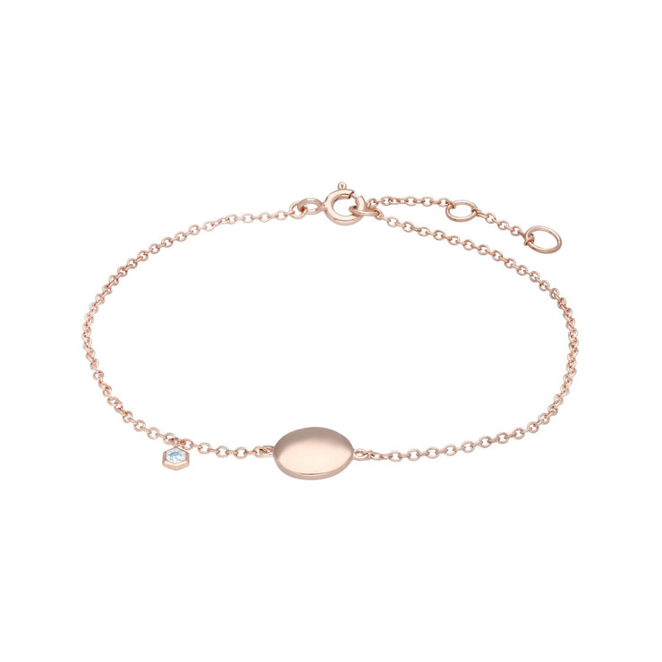 Bracciale con incisione in argento 925 placcato oro rosa con topazio