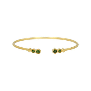 Geometric Chrome Diopside Open Bangle in Gold Plated Sterling Silver