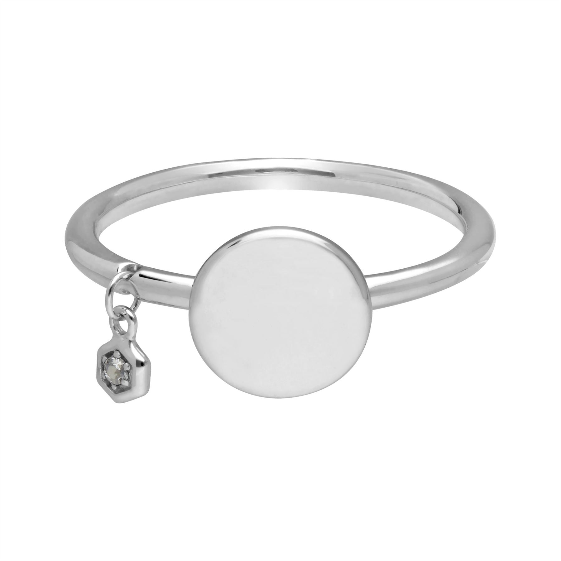 White Topaz Engravable Ring in Sterling Silver
