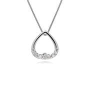 Collana con diamanti, ciondolo a forma di cuore con diamanti in oro bianco da 9 ct su catena da 45 cm