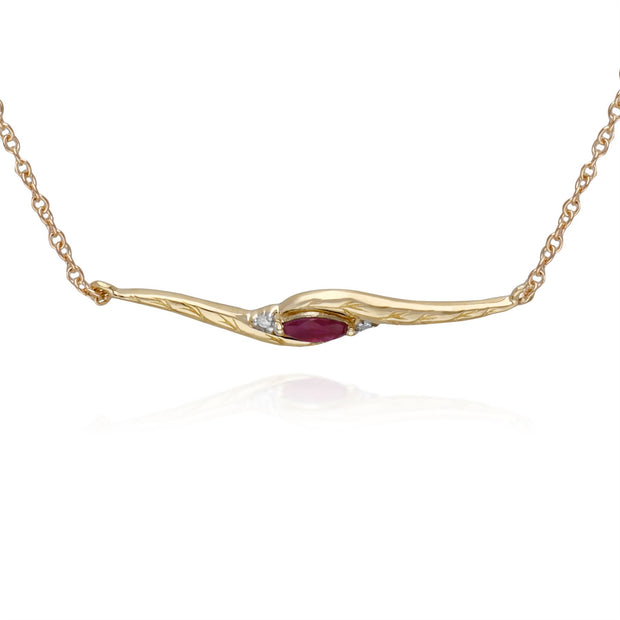Bracciale Marquise in oro giallo da 9 ct con diamanti e rubini twist da 19 cm