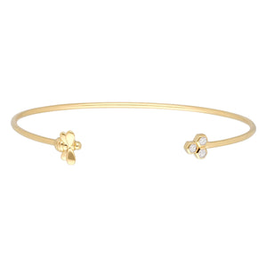 Yellow Gold Honeycomb Inspired Diamond Trilogy Bee Bangle