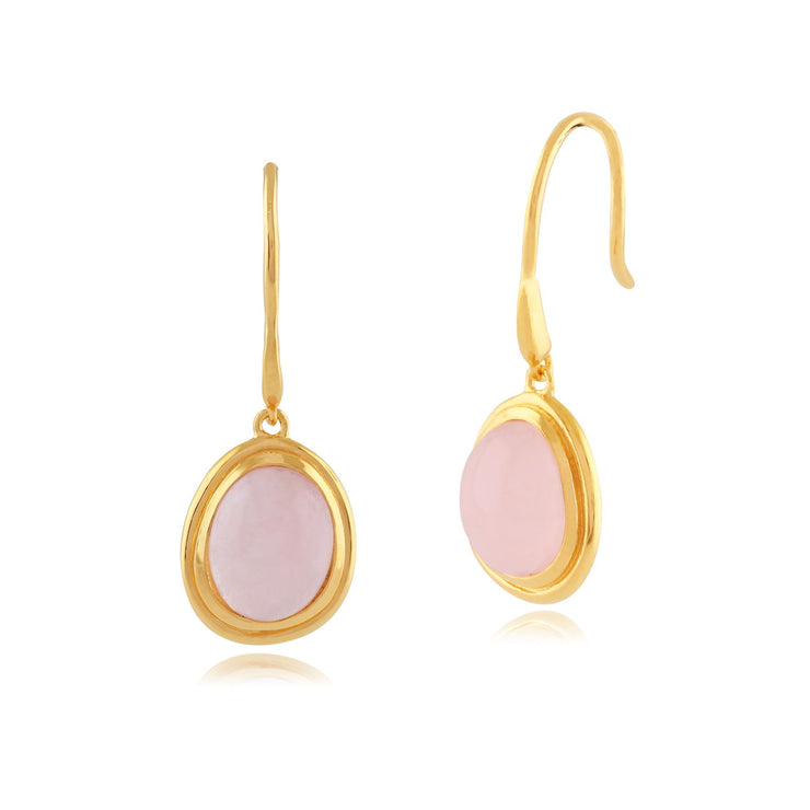 Orecchini pendenti Tara' con quarzo rosa pastello in argento sterling placcato oro giallo da 9 ct