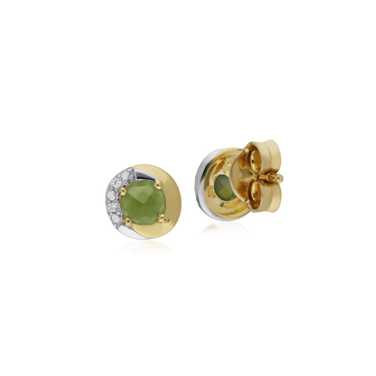 Orecchini in oro giallo con peridoto da 9 ct e diamanti bicolore