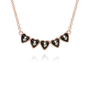 Collana e orecchini cuore in argento sterling 925 e orecchini in marcasite placcata oro rosa