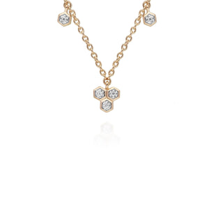 Trilogy diamond necklace on 9ct yellow gold chain