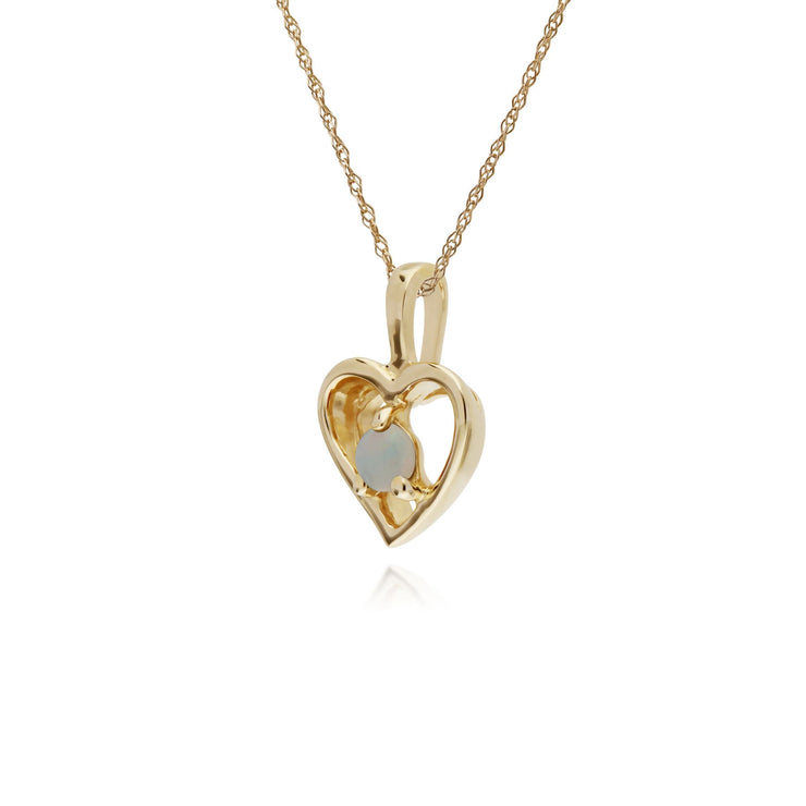 Collana con opale, ciondolo a cuore singolo con pietra opale in oro giallo da 9 ct su catena da 45 cm